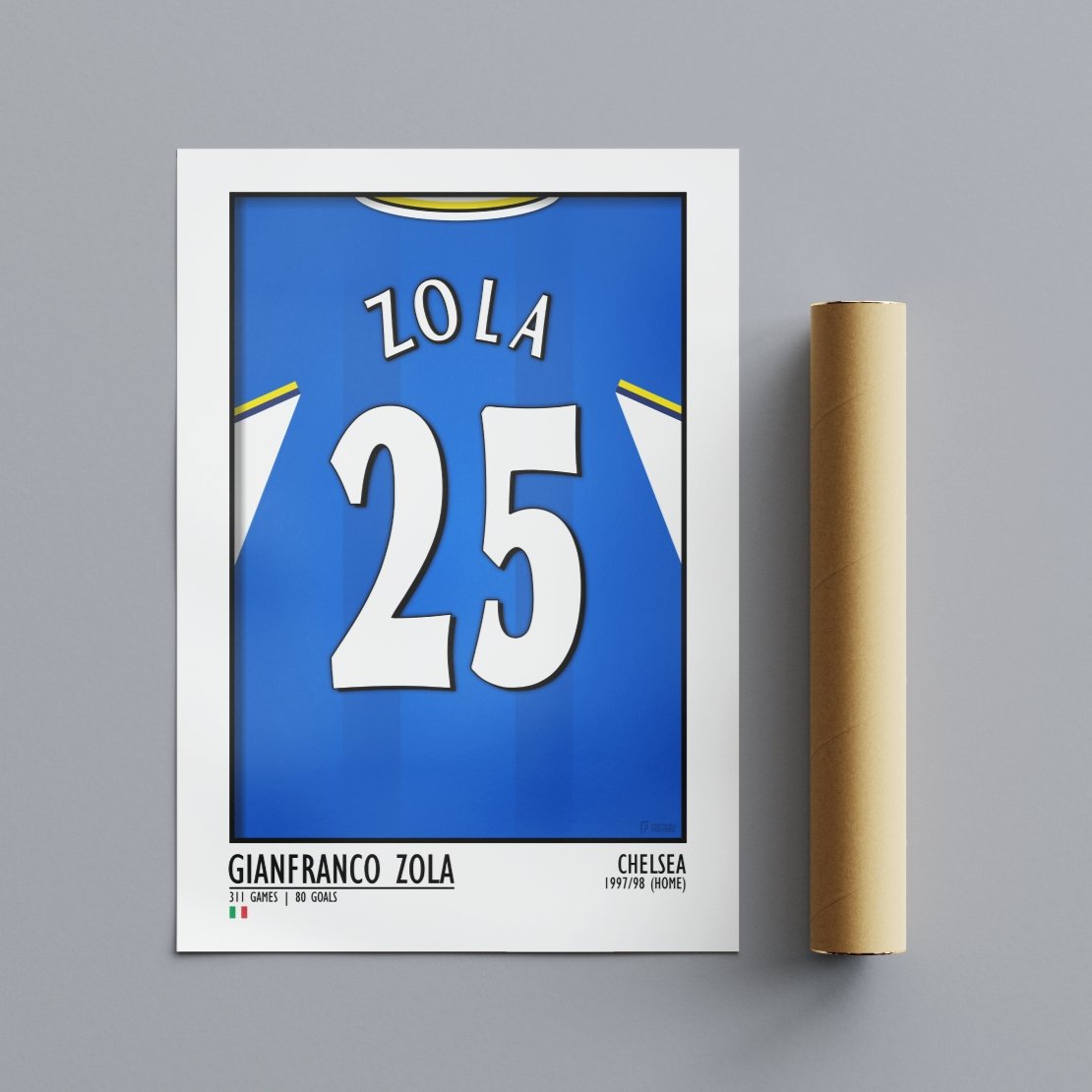 Gianfranco Zola - Chelsea 97/98 Home - Football Posters