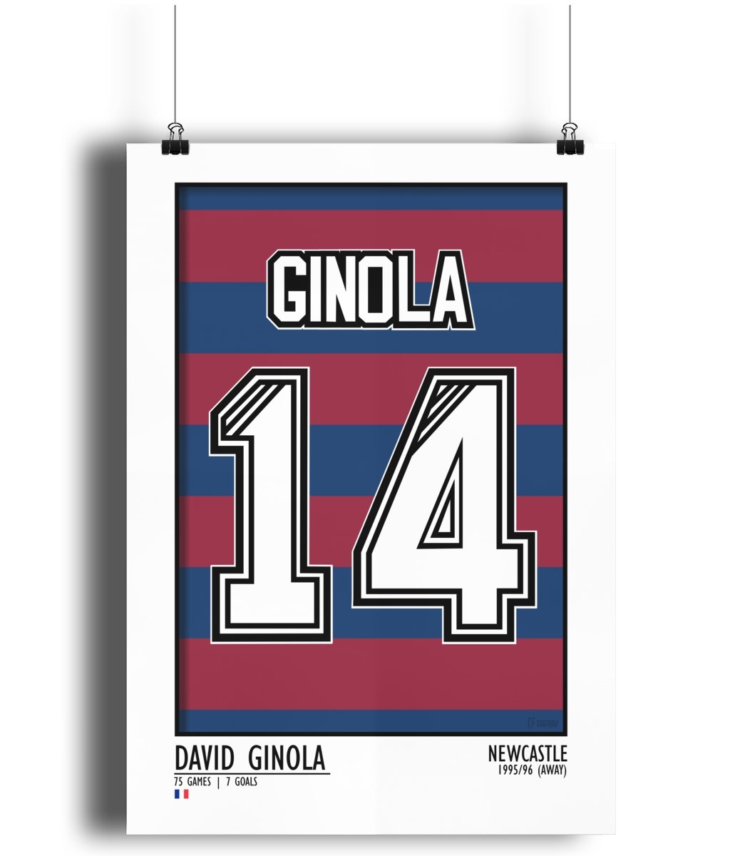 Ginola - Newcastle 95/96 (Away) | Legend Print Poster (A3 & A4) - Football Posters