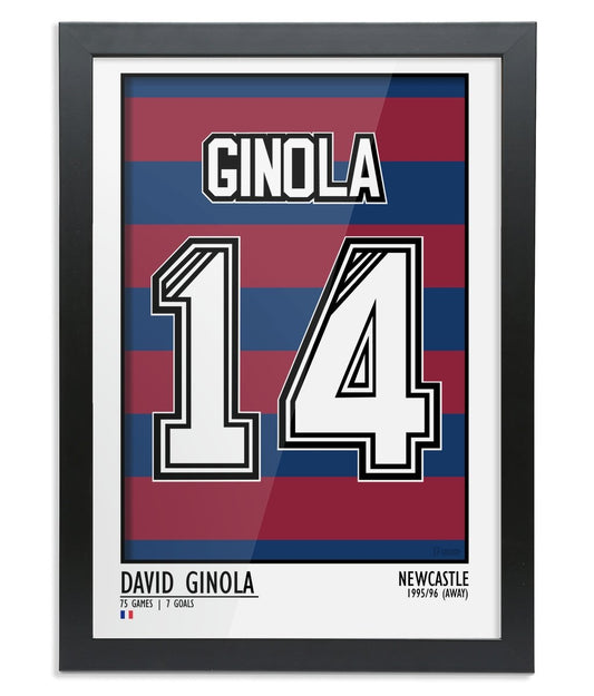 Ginola - Newcastle 95/96 (Away) | Framed A3 Legend Print - Football Posters