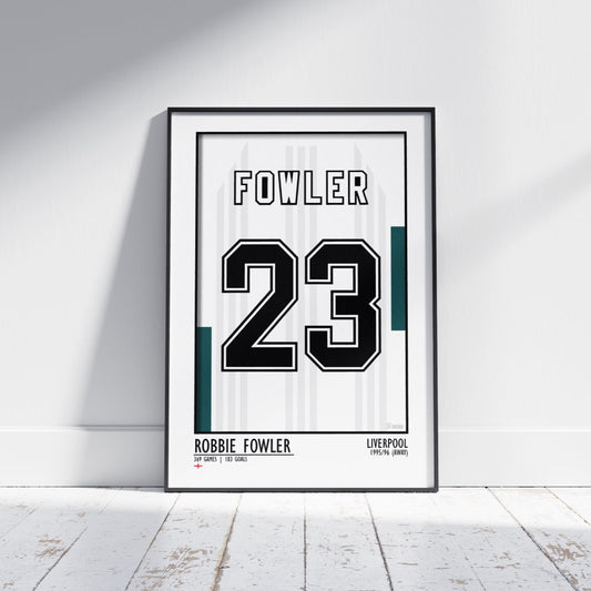 Robbier Fowler - Liverpool 95/96 (Away) | Legend Print Poster (A3 & A4) - Football Posters