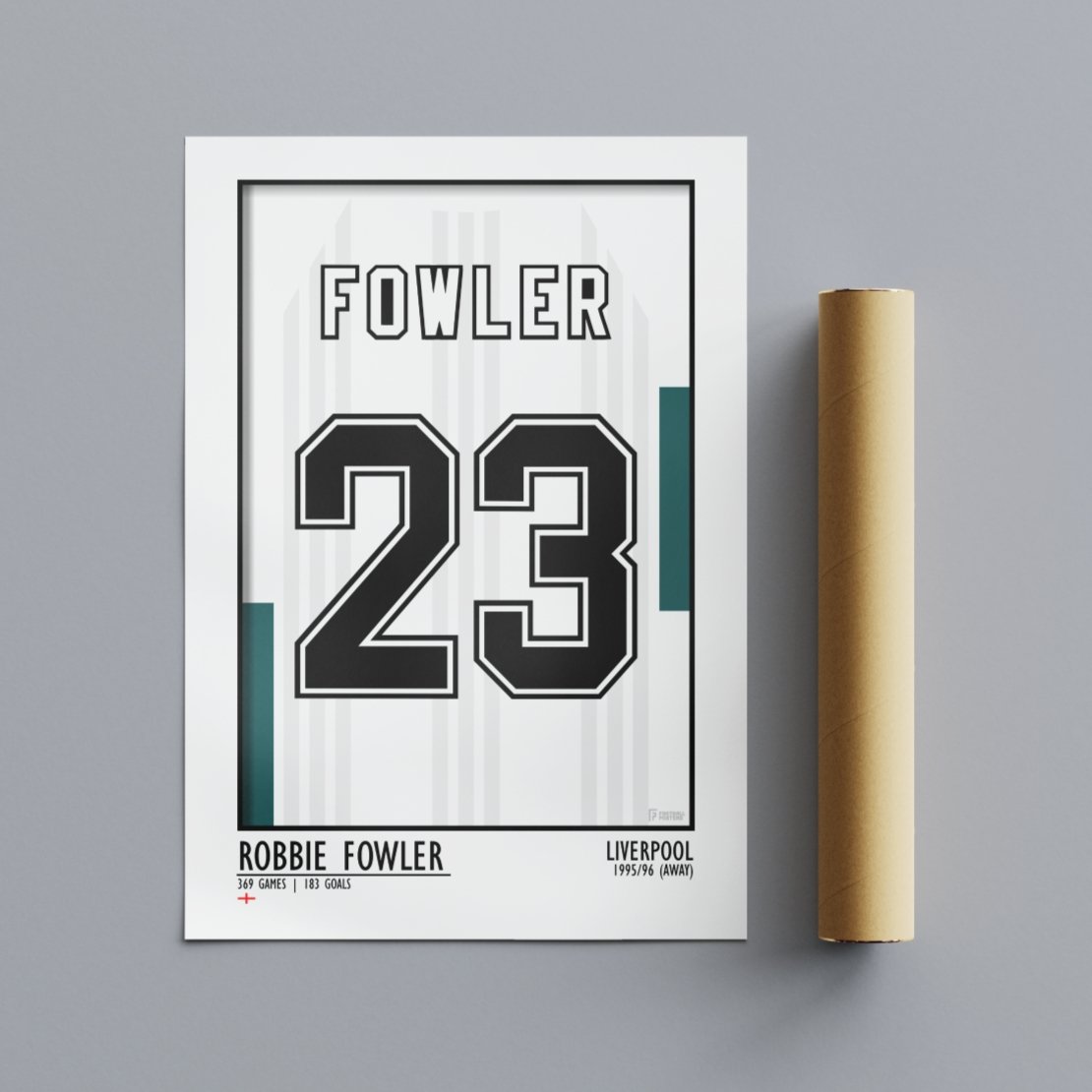 Robbier Fowler - Liverpool 95/96 (Away) | Legend Print Poster (A3 & A4) - Football Posters