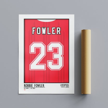 Robbie Fowler - Liverpool 94/95 (Home) | Legend Print Poster (A3 & A4) - Football Posters