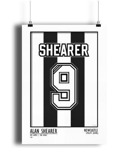 Shearer - Newcastle 96/97 (Home) | Legend Print Poster (A3 & A4) - Football Posters