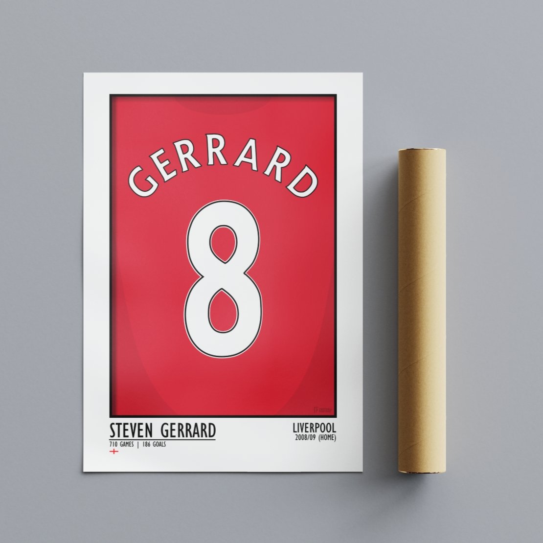 Steven Gerrard - Liverpool 08/09 (Home) | Legend Print Poster (A3 & A4) - Football Posters