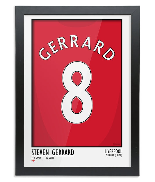 Steven Gerrard - Liverpool 08/09 Home (Framed A3) - Football Posters